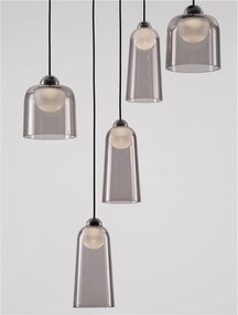 Lustra cu 5 pendule LED, Metal, Negru, Acrilic, DIONE