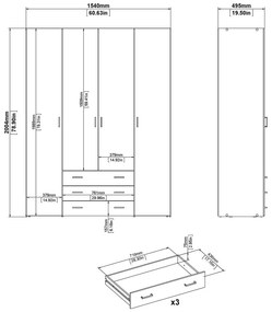 Șifonier alb 154x200 cm Space – Tvilum