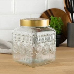 Altom Set de borcane din sticlă cu capac auriu Daisy 1,8 l, 4 buc., 1,8 l