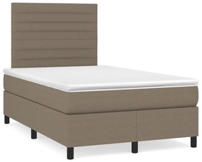vidaXL Pat cu arcuri, saltea și LED, gri taupe, 120x190 cm, textil