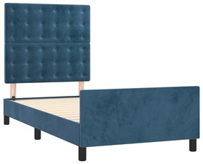 Cadru de pat cu tablie, albastru inchis, 80x200 cm, catifea Albastru inchis, 80 x 200 cm, Nasturi de tapiterie
