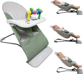 Balansoar pentru bebelusi Kidizi Rumi verde cu 3 pozitii de inclinare – tavita si jucarie detasabile, utilizare de la nastere