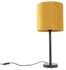 Lampă de masă Art Deco neagră cu abajur galben 25 cm - Simplo