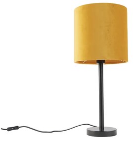 Lampă de masă Art Deco neagră cu umbră galbenă 25 cm - Simplo