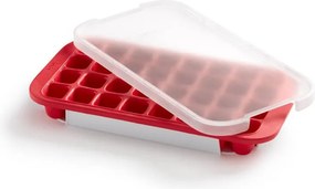 Forma cuburi de gheata cu capac Lekue 1010243, 34,2 x 18,7 x 4,4 cm, 32 cuburi, Stearin, -40°C/+60°C, Rosu
