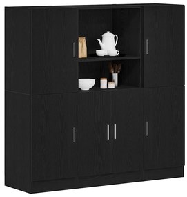 vidaXL Set dulap de bucătărie 3 piese Lemn negru prelucrat