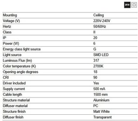 Pendul LED stil minimalist DIANA 40 alb