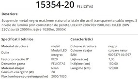 Lustra suspendata LED, design modern, Felicitas 15354-20 GL