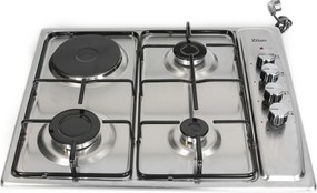 Plita incorporabila Zilan ZLN1918 GPL si Gaz natural 58x50 cm, 3 ochiuri, 1 ochi electric, duze de schimb incluse, aprindere electrica, Inox