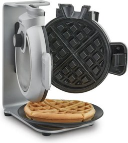 Aparat vertical pentru vafe Caso Design WaffleUp, 800 W, 18 cm, 5 trepte, Strat dublu antiaderent, Semnal sonor si luminos, Recipient compozitie , Argintiu