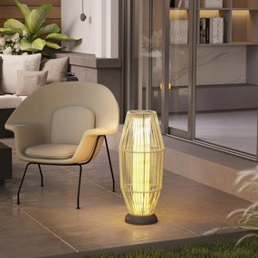 Outsunny Lampă Solară de Grădină cu Iluminare LED din Rattan, Gri | Aosom Romania