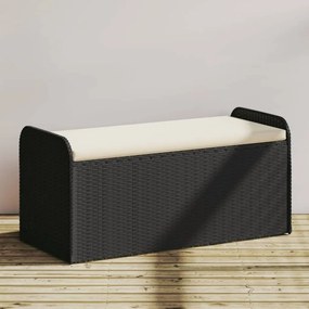 vidaXL Bancă de depozitare cu pernă, negru, 115x51x52 cm, poliratan