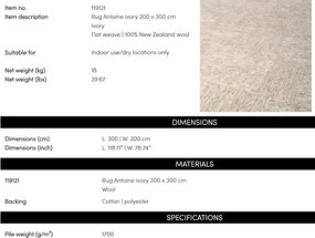 Covor design LUX din lana din Noua Zeelanda, Antoine 200x300cm