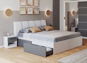 Set dormitor gri cu alb pat tapitat- Pablo - Configuratia 2