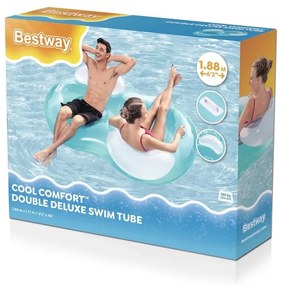 Colac dublu gonflabil Bestway cu mânere albastru,171 x 105 x 48 cm