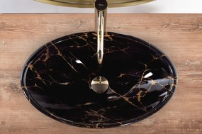 Lavoar pentru blat REA Pamela Black Marble Shiny