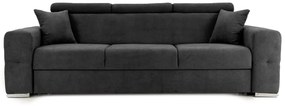 Canapea Extensibilă 3 locuri BELLAGIO, cu tetiere reglabile, 242x95x99 cm, Gri-Inchis-Enjoy