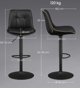 SCB3 - Set 2x Scaune Bar Negre / Maro / Gri - Piele ecologica