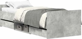 vidaXL Cadru de pat cu tăblie la cap/picioare, gri beton, 100x200 cm