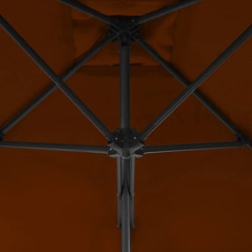 Umbrela de exterior cu stalp din otel, teracota, 250x250x230 cm Terracota