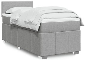 vidaXL Pat box spring cu saltea, gri deschis, 100x200 cm, textil