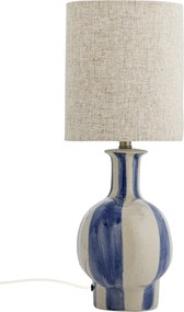 Lampă de masă din ceramică artizanală, multicolor, pictată manual cu dungi verticale și abajur din in, 33x19x46 cm, „Alida"