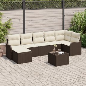 vidaXL Set de canapele pentru grădină cu pernă 8 pcs Maro Rattan poli