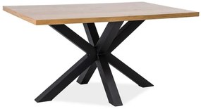 Masa de dining neagra cu blat din stejar CROSS 150x90