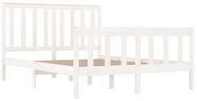 Cadru de pat, alb, 140x190 cm, lemn masiv de pin Alb, 140 x 190 cm