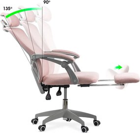 Scaun ergonomic OFF 430 roz, spătar mesh și reglaj pe înălțime