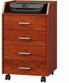 Vinsetto Comodă de birou pe roți Comodă de birou cu 4 sertare Archivator mobil pentru studiu 40x36x65 cm Maro | Aosom Romania