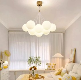Lustra led suspendata, Zuya 9globuri Albe