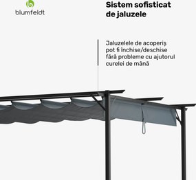 Blumfeldt Pantheon Robust Pergola, 3x4 m oțel vopsit electrostatic, rezistent la intemperii.