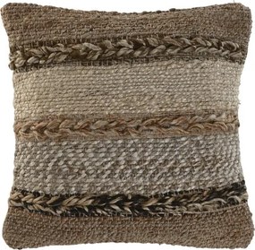 Pernă decorativă din iută, lână și bumbac țesută manual, 45 x 45 cm, „Jute Wool Cushion"