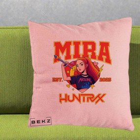 Perna Personalizata K-pop HUNTRX Mira Personaj Avoline, 40x40 cm, Roz, Husa Detasabila, Perna Inclusa, BEKZ®