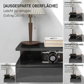 HOMCOM Set de 2 Noptiere Moderne Suspendate pentru Dormitor cu Sertar și Raft, 35x32x22,5 cm, Negru Lucios | Aosom Romania