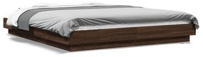 3281097 vidaXL Cadru de pat cu lumini LED stejar maro 150x200cm lemn prelucrat