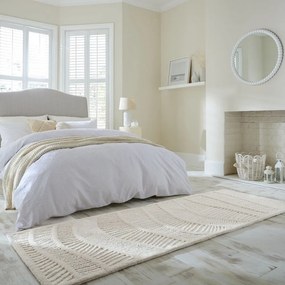 Covor tip traversă alb țesut manual din amestesc de lână 80x230 cm Sculptured Wave – Flair Rugs