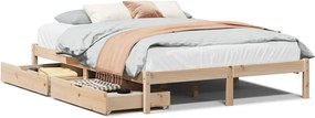 vidaXL Cadru de pat fără saltea, 135x190 cm, lemn masiv de pin