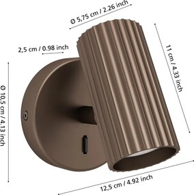 Eglo 902035 - Aplică spot de perete PORTILLO 1xGU10/5W/230V, maro
