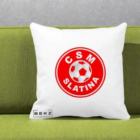 Perna Personalizata CSM Slatina Fotbal, 40x40 cm, Alba Mata, Husa Detasabila, Perna Inclusa, BEKZ®