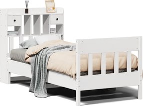 vidaXL Cadru de pat fără saltea, alb, 75x190 cm, lemn masiv de pin