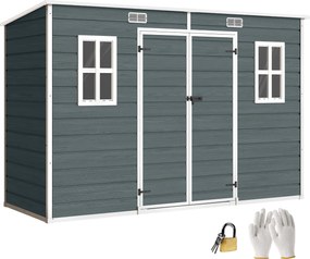 Outsunny Căsuță depozit 3,2m², șopron cu acoperiș în pantă, 303x123x197cm cu fereastră, ușă încuiabilă, orificiu de ventilație, podea | Aosom Romania