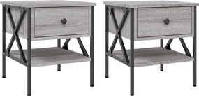 vidaXL Noptiere, 2 buc., gri sonoma, 40x42x45 cm, lemn compozit