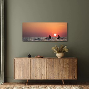 Tablou cu canoiști în apus de soare (120x50 cm)