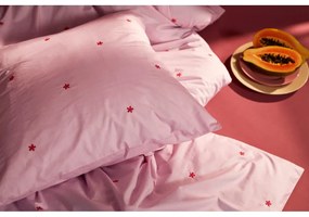 Lenjerie de pat roz din bumbac percal pentru pat de o persoană 140x200 cm Daisy – JUNA