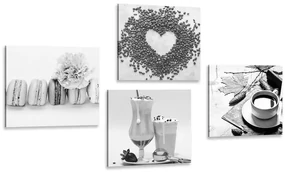 Set tablouri băuturi cu plăcere dulce în design alb-negru