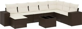vidaXL Set canapele de grădină cu perne, 9 piese, maro, poliratan