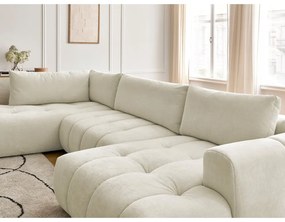 Colțar bej extensibil/cu spațiu de depozitare (cu colț pe partea stângă/în formă de "U") Fuji – Bobochic Paris