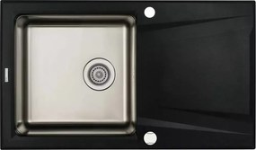 Chiuveta Deante Prime din granit negru, cu cuva din inox 86x50 cm